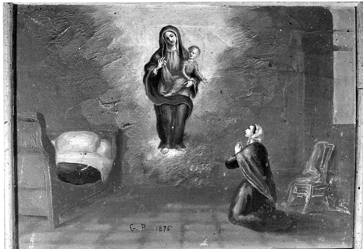 Intervento della Madonna per guarigione (ex voto, opera isolata) di Bellisio Bartolomeo (maniera) (ultimo quarto sec. XIX)