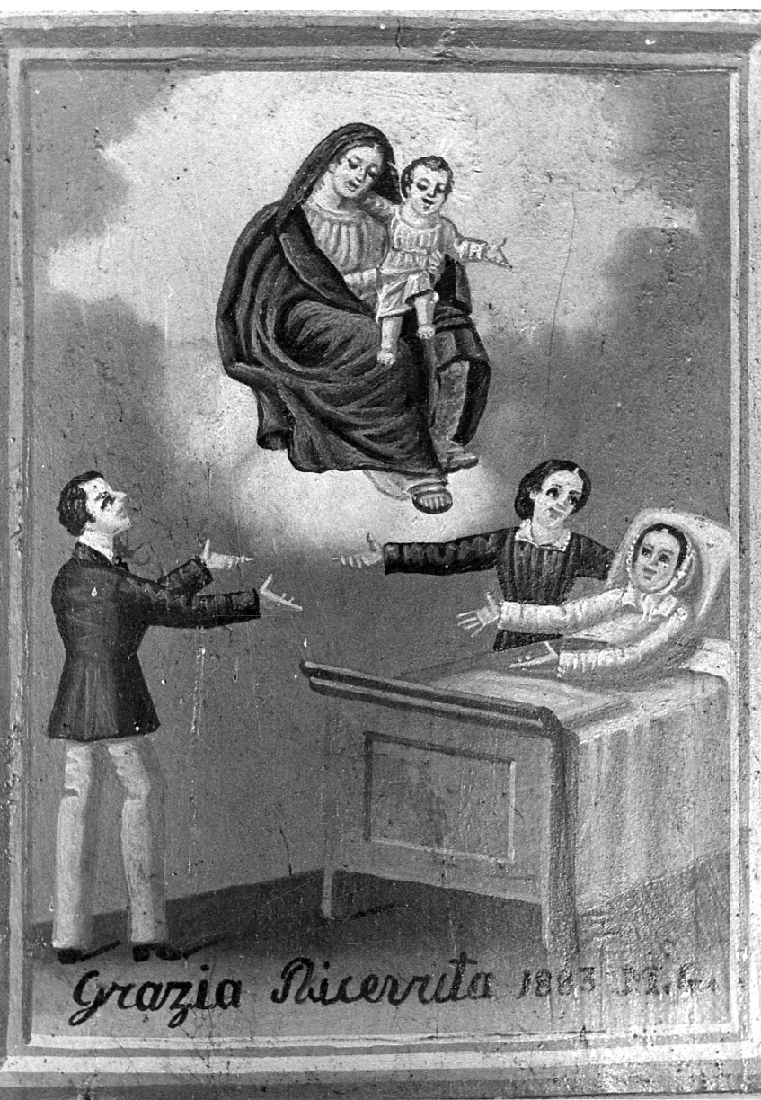 Intervento della Madonna per guarigione (ex voto, opera isolata) - ambito piemontese (ultimo quarto sec. XIX)