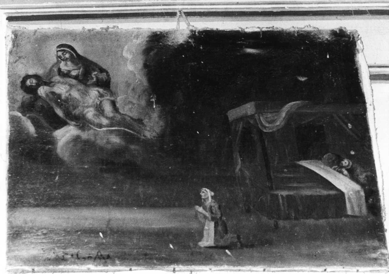 intervento della Madonna Addolorata per guarigione (ex voto, opera isolata) - ambito piemontese (sec. XVIII)