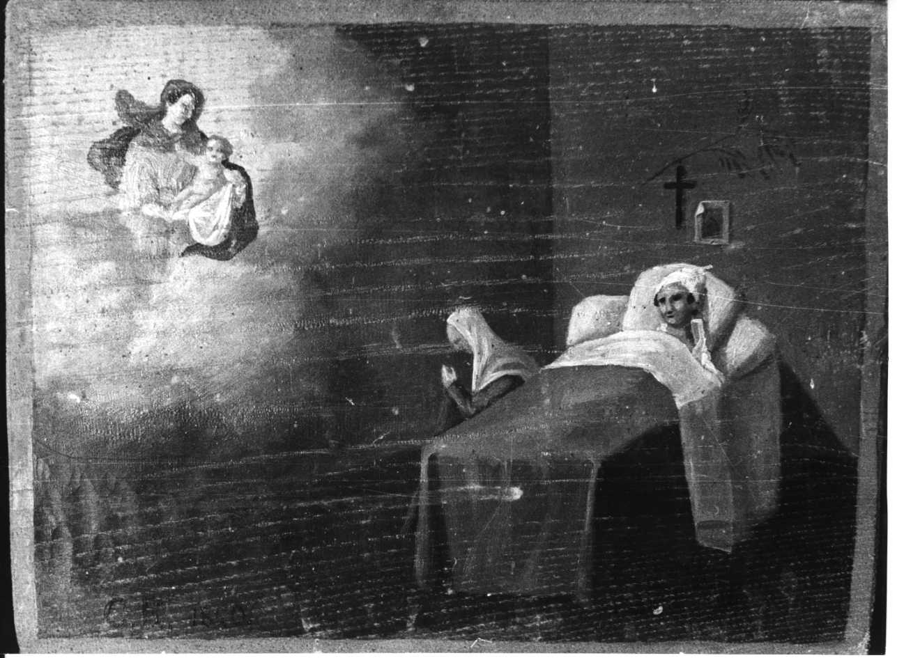 Intervento della Madonna per guarigione (ex voto, opera isolata) - ambito piemontese (metà sec. XIX)