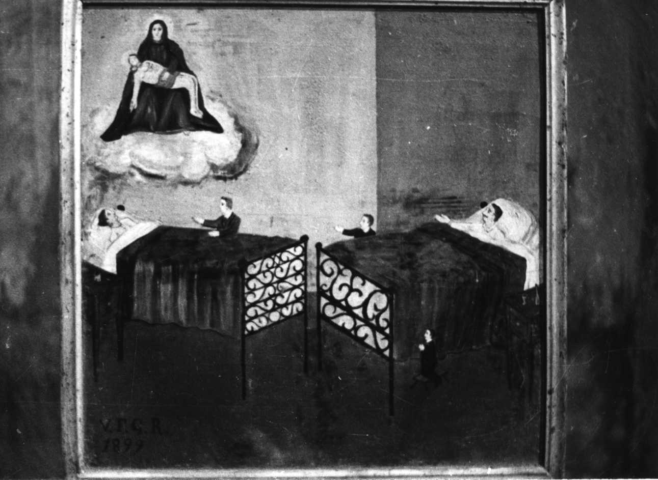 intervento della Madonna Addolorata per guarigione (ex voto, opera isolata) - ambito piemontese (fine sec. XIX)