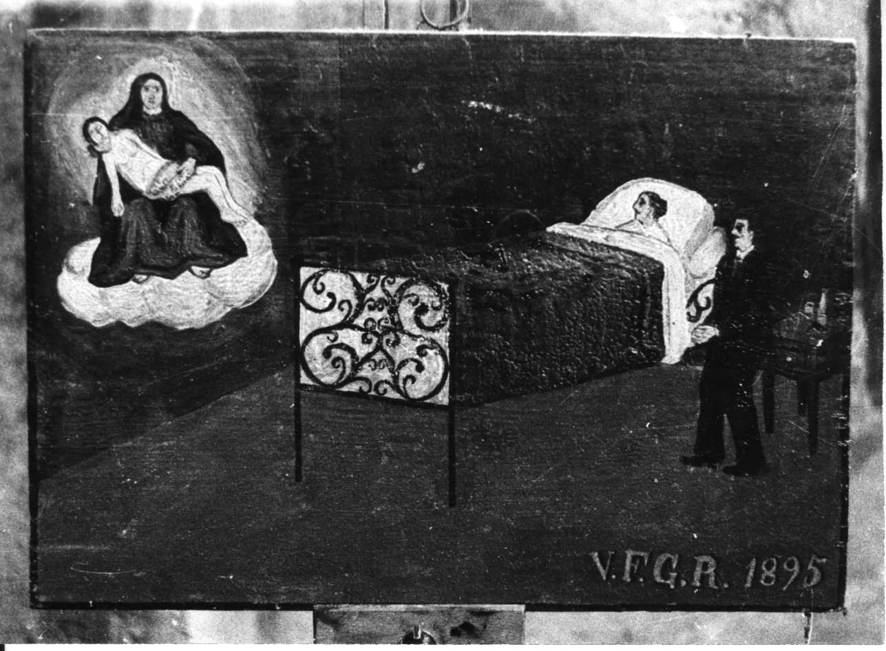 intervento della Madonna Addolorata per guarigione (ex voto, opera isolata) - ambito piemontese (fine sec. XIX)