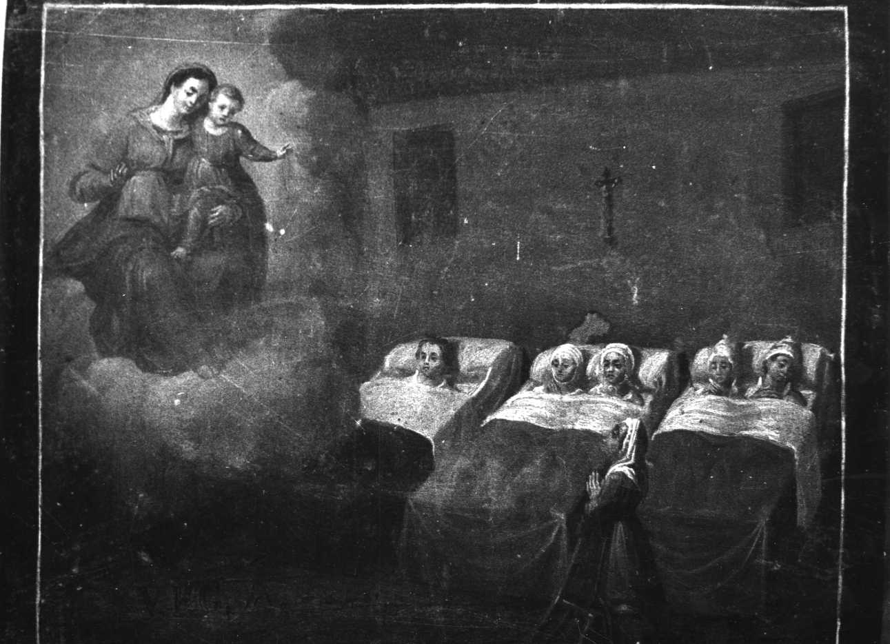 Intervento della Madonna per guarigione (ex voto, opera isolata) - ambito piemontese (secondo quarto sec. XIX)