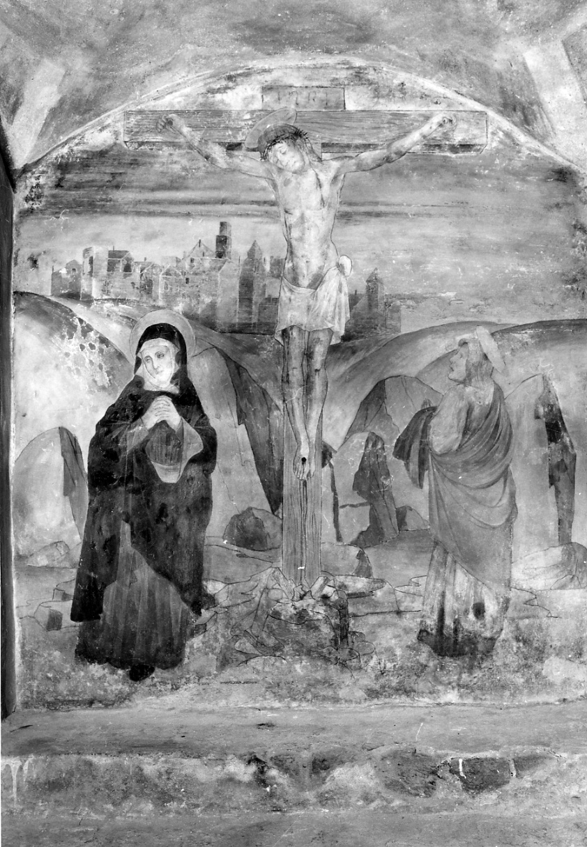 crocifissione di Cristo (dipinto, elemento d'insieme) - ambito piemontese (prima metà sec. XVI, sec. XX)