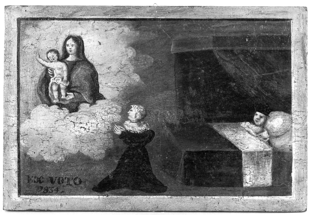 Madonna con Bambino intercede per guarigione (ex voto, opera isolata) - ambito piemontese (sec. XIX)