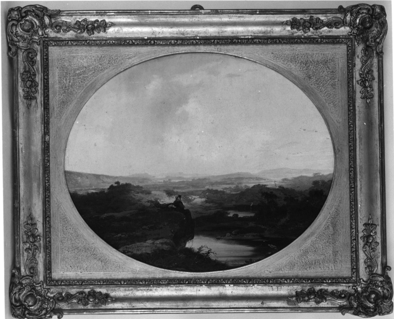 La Serra d'Ivrea, paesaggio fluviale (dipinto, opera isolata) di Camino Giuseppe (terzo quarto sec. XIX)