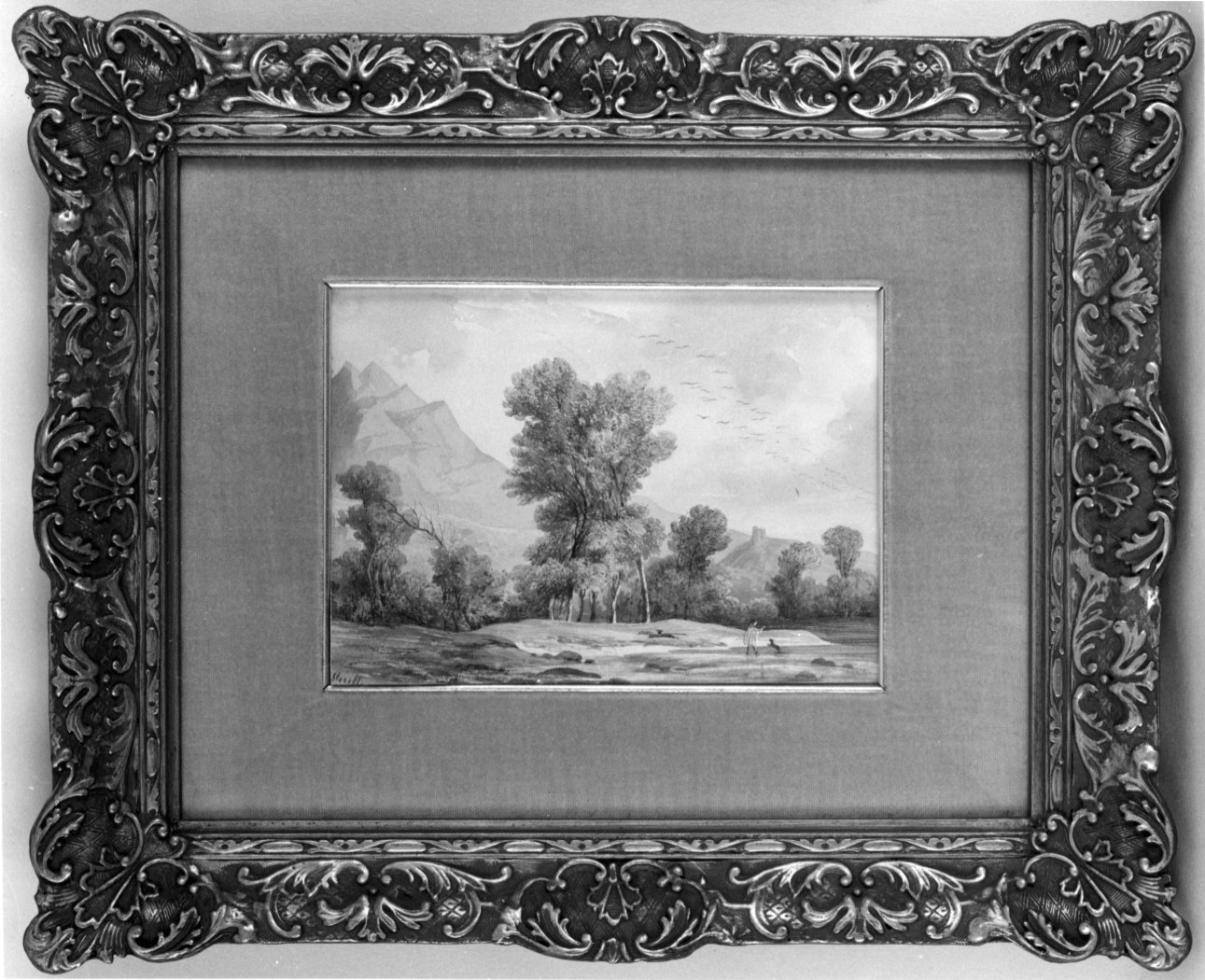 Paesaggio con pioppi e figurine, paesaggio con alberi (dipinto, opera isolata) di Storelli Felice Maria Ferdinando (prima metà sec. XIX)