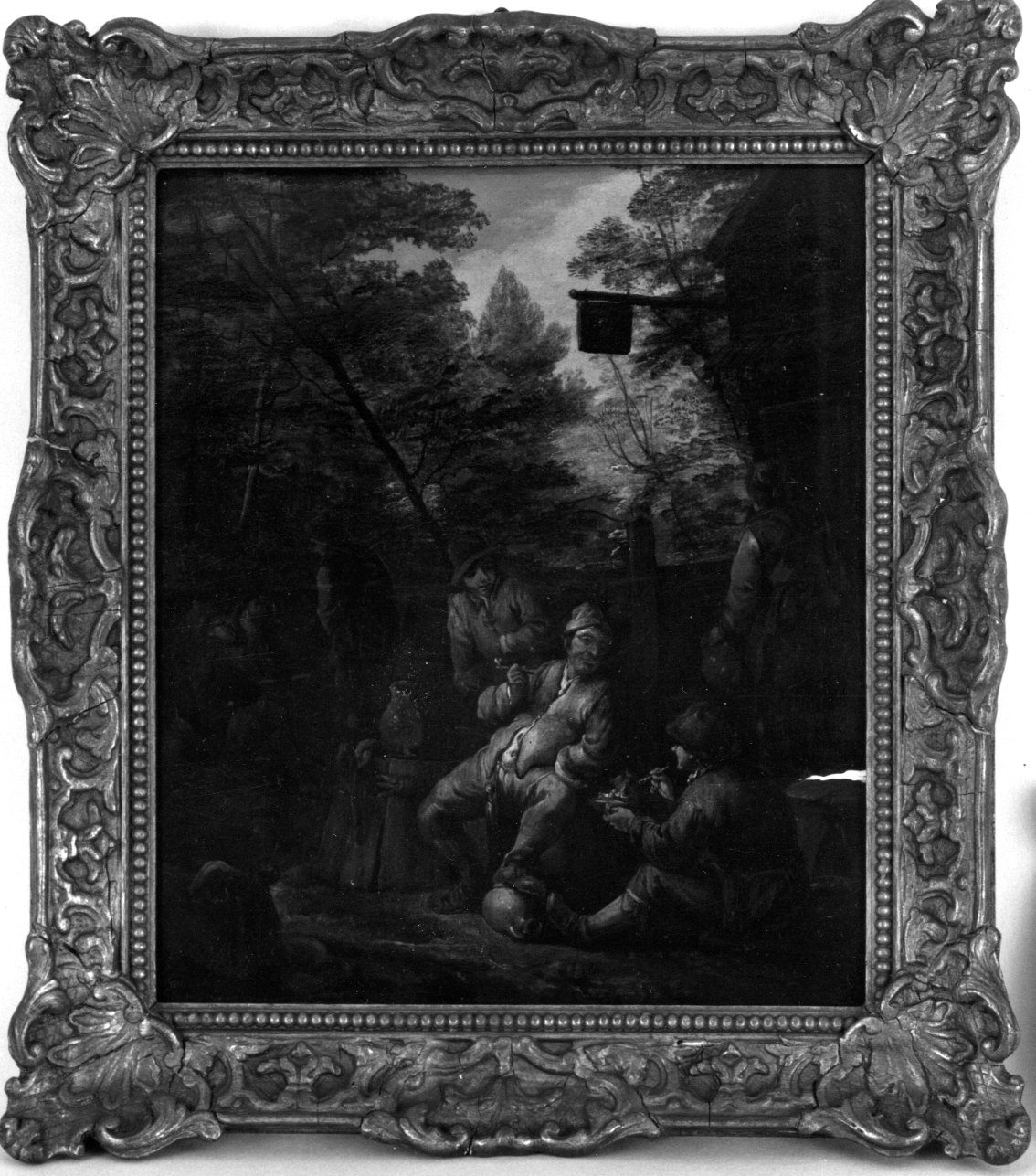 Nel cortile dell'osteria, interno di osteria con figure (dipinto, opera isolata) di Gael Barend (sec. XVII)