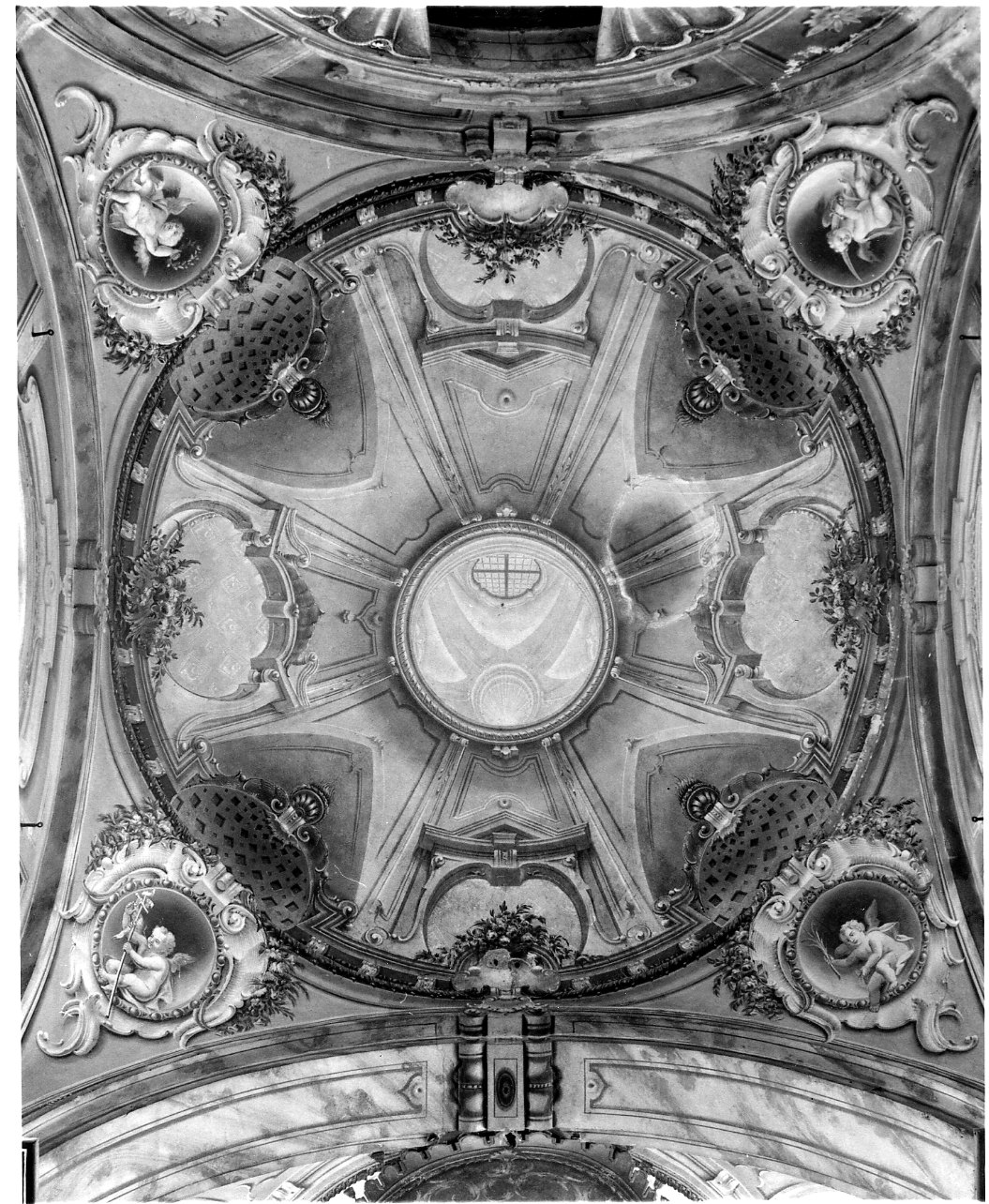 motivi decorativi architettonici e angeli (dipinto, opera isolata) di Rossi Gian Domenico (sec. XVIII)