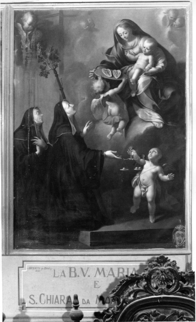 Madonna della Neve, Santa Chiara da Montefalco e Santa Veronica da Binasco (dipinto, opera isolata) di Operti Pietro Paolo (prima metà sec. XVIII)