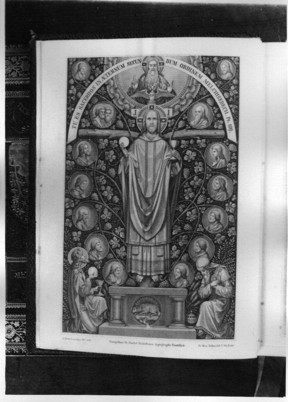Cristo con il calice e l'ostia (stampa) di Pickel, Schmalzl Max (ultimo quarto sec. XIX)