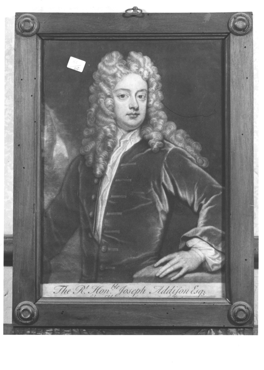 ritratto a mezza figura di Joseph Addison (stampa) di Kneller Gottried, Simon Jean (primo quarto sec. XVIII)