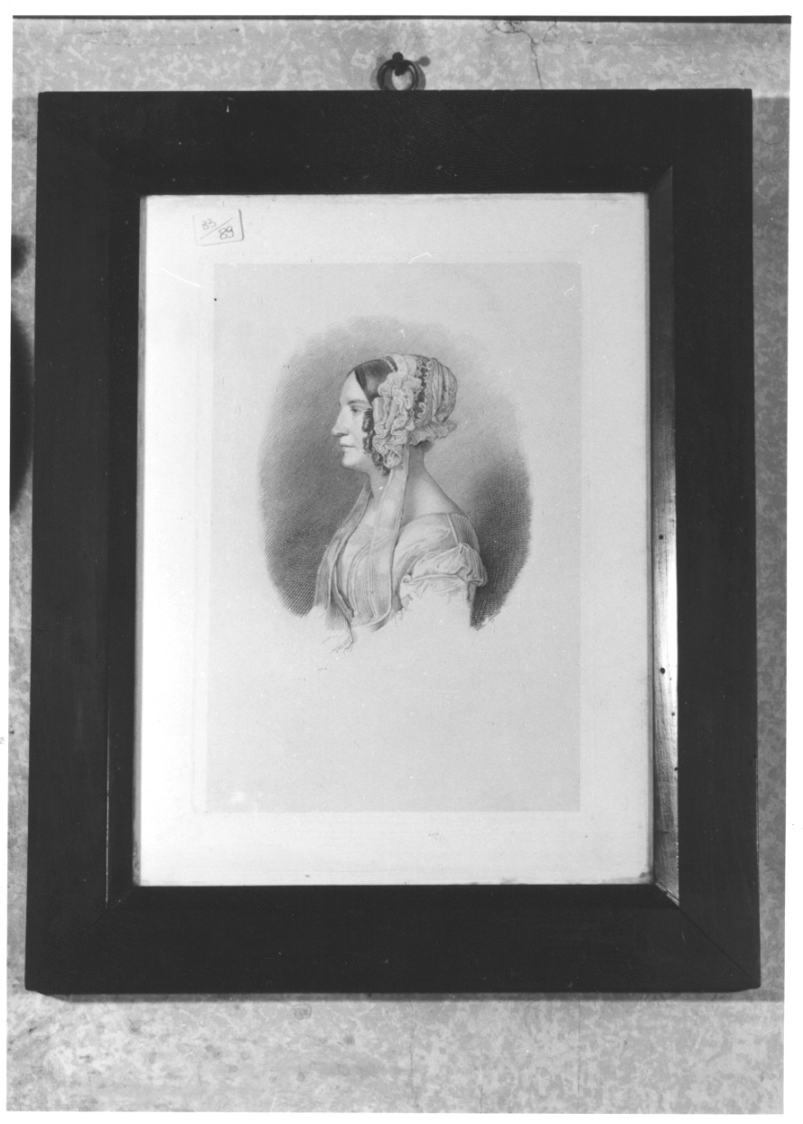 ritratto a mezzo busto di Eufrasia Solaro di Valperga (stampa) - ambito piemontese (metà sec. XIX)