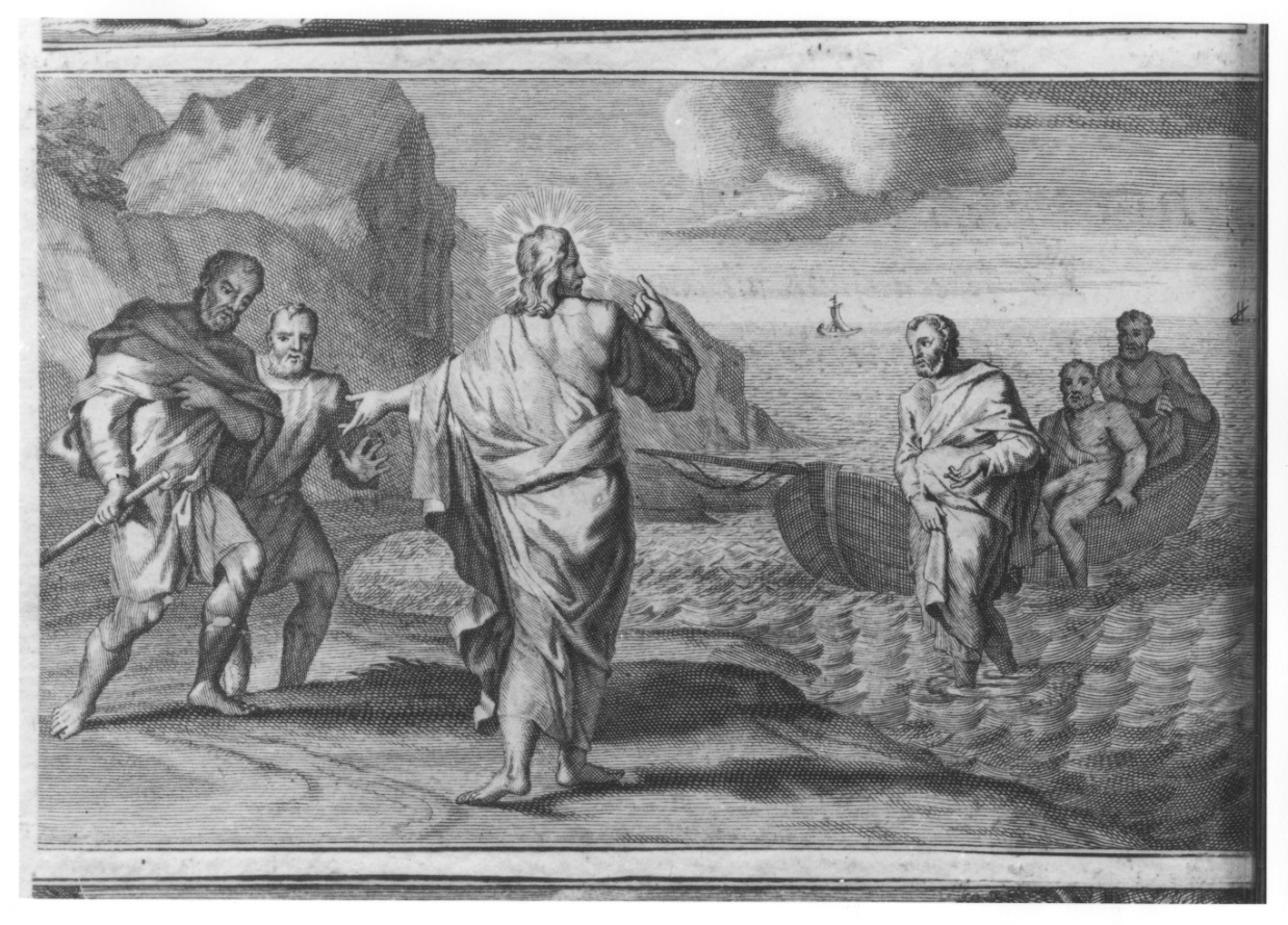 vocazione di San Pietro e Sant'Andrea (stampa tagliata, elemento d'insieme) - ambito piemontese (seconda metà sec. XVIII)