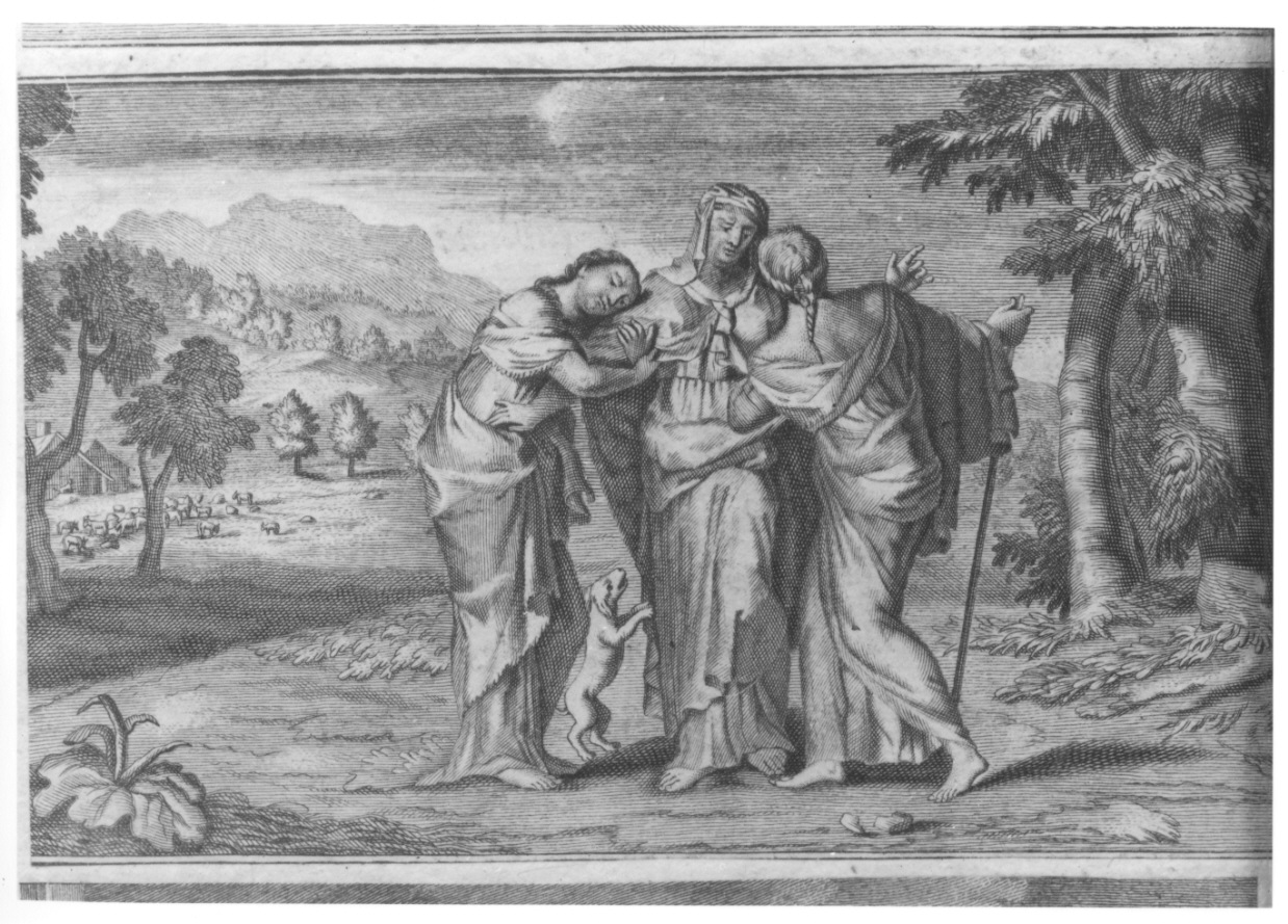 scena biblica (stampa tagliata, elemento d'insieme) - ambito piemontese (seconda metà sec. XVIII)