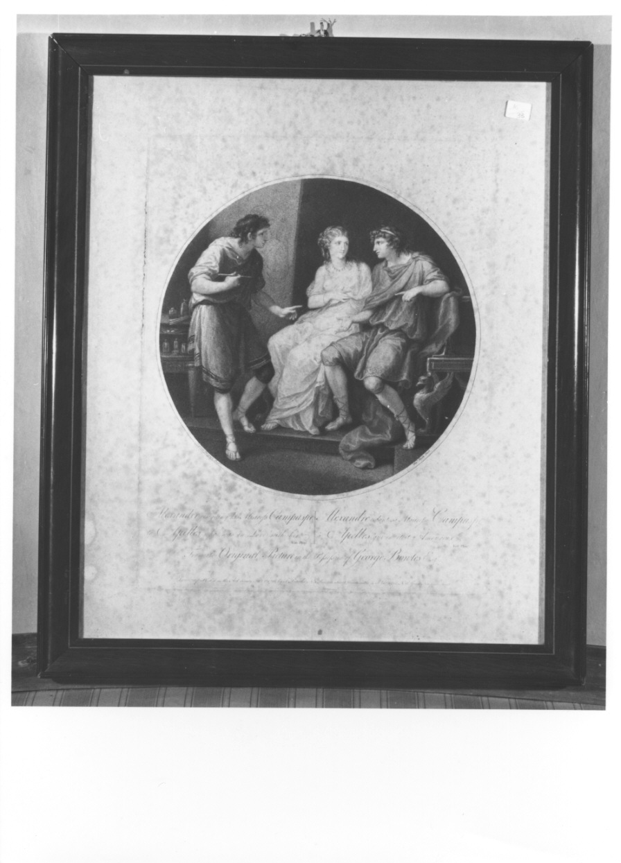 Alessandro Magno concede Campaspe ad Apelle (stampa colorata a mano) di Burke Thomas, Kauffmann Angelica (ultimo quarto sec. XVIII)