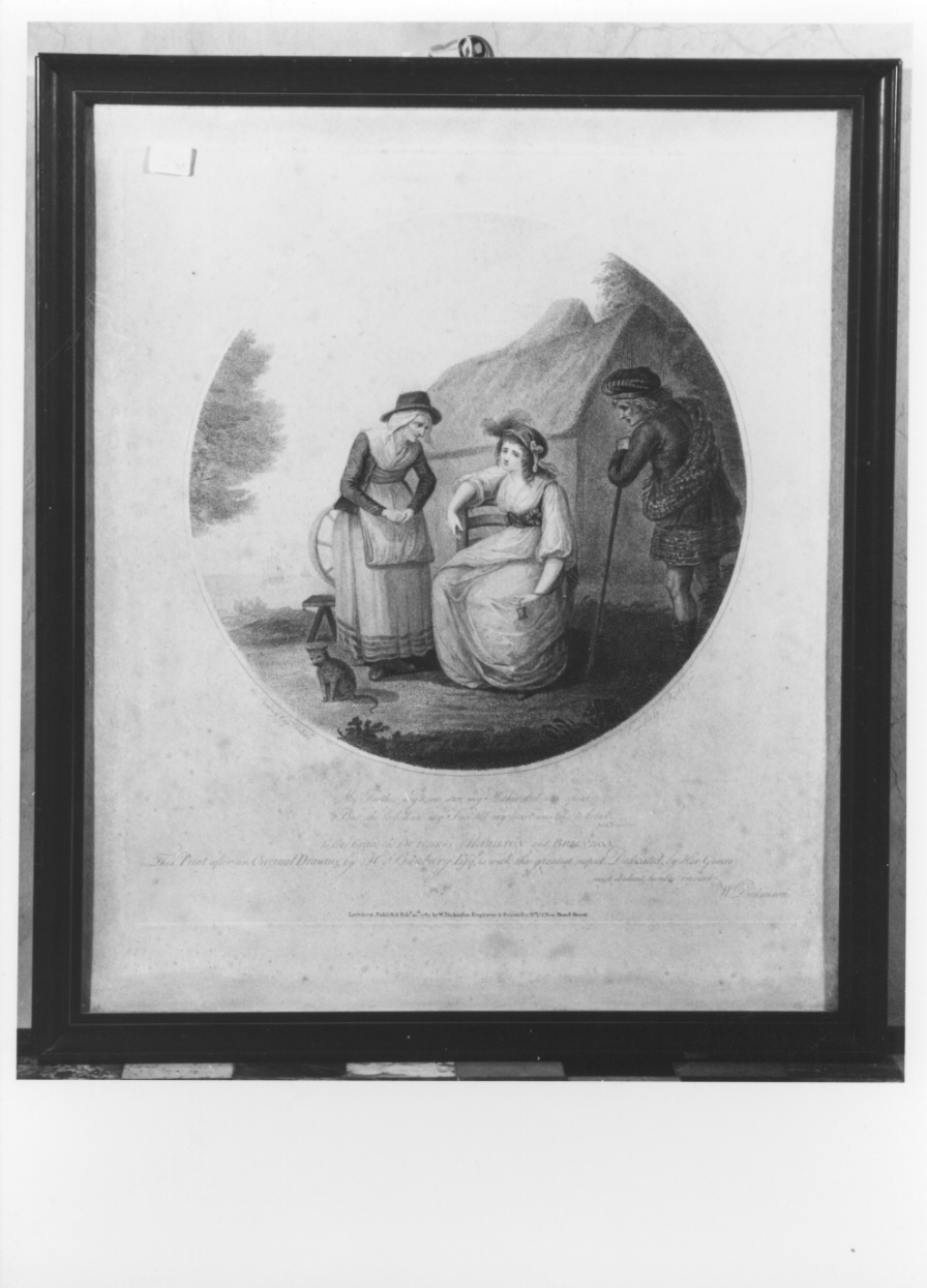 scena familiare (stampa colorata a mano) di Bartolozzi Francesco, Bunbury Henry William (ultimo quarto sec. XVIII)