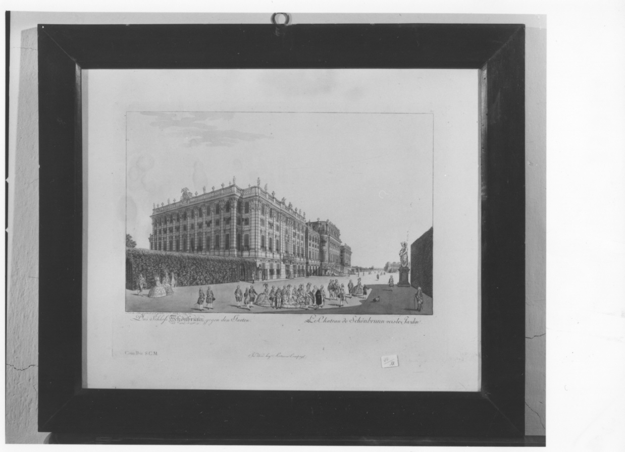 veduta del castello di Schönbrunn (stampa a colori, elemento d'insieme) di Schutz Carl (ultimo quarto sec. XVIII)