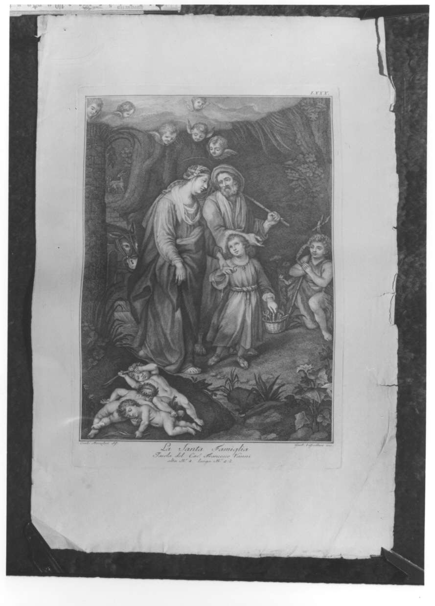 Sacra Famiglia con San Giovanni Battista bambino (stampa) di Bozzolini Carlo, Vanni Francesco, Vascellini Gaetano (ultimo quarto sec. XVIII)