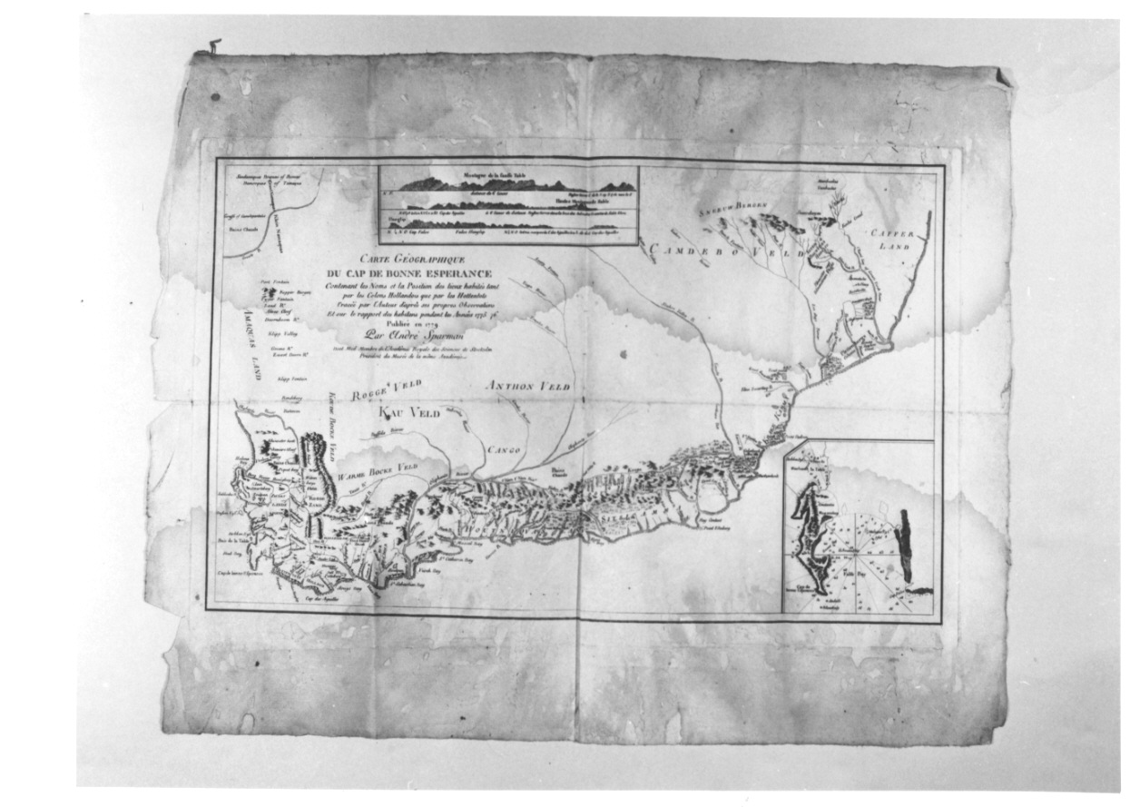 carta geografica del Capo di Buona Speranza (stampa) di Sparman Anders (ultimo quarto sec. XVIII)