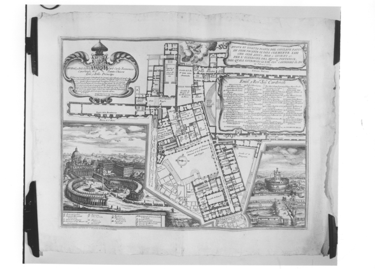 veduta e pianta dei Palazzi Vaticani (stampa) di Fillaija Paolo (terzo quarto sec. XVIII)