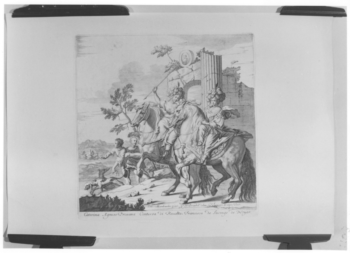 ritratti equestri del salone di Diana della reggia di Venaria Reale (stampa, serie) di Brambilla Giovanni Battista, Caravoglia Bartolomeo, Dauphin Charles, Mathieu, Miel Jan, Mombasilio, Tasnière Georges (terzo quarto sec. XVII)