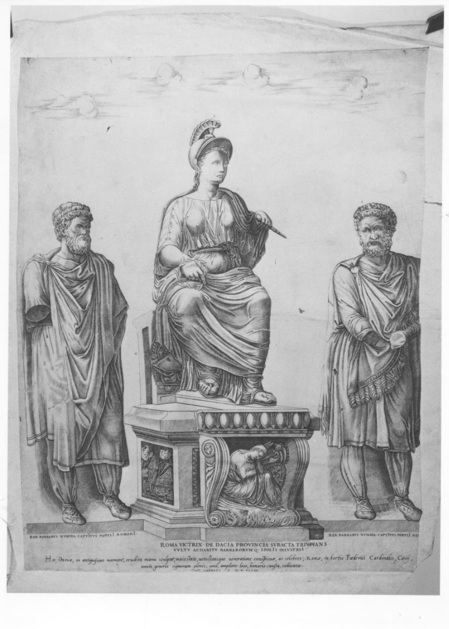 allegoria di Roma trionfante sui Daci (stampa) di Lafréry Antoine (metà sec. XVI)