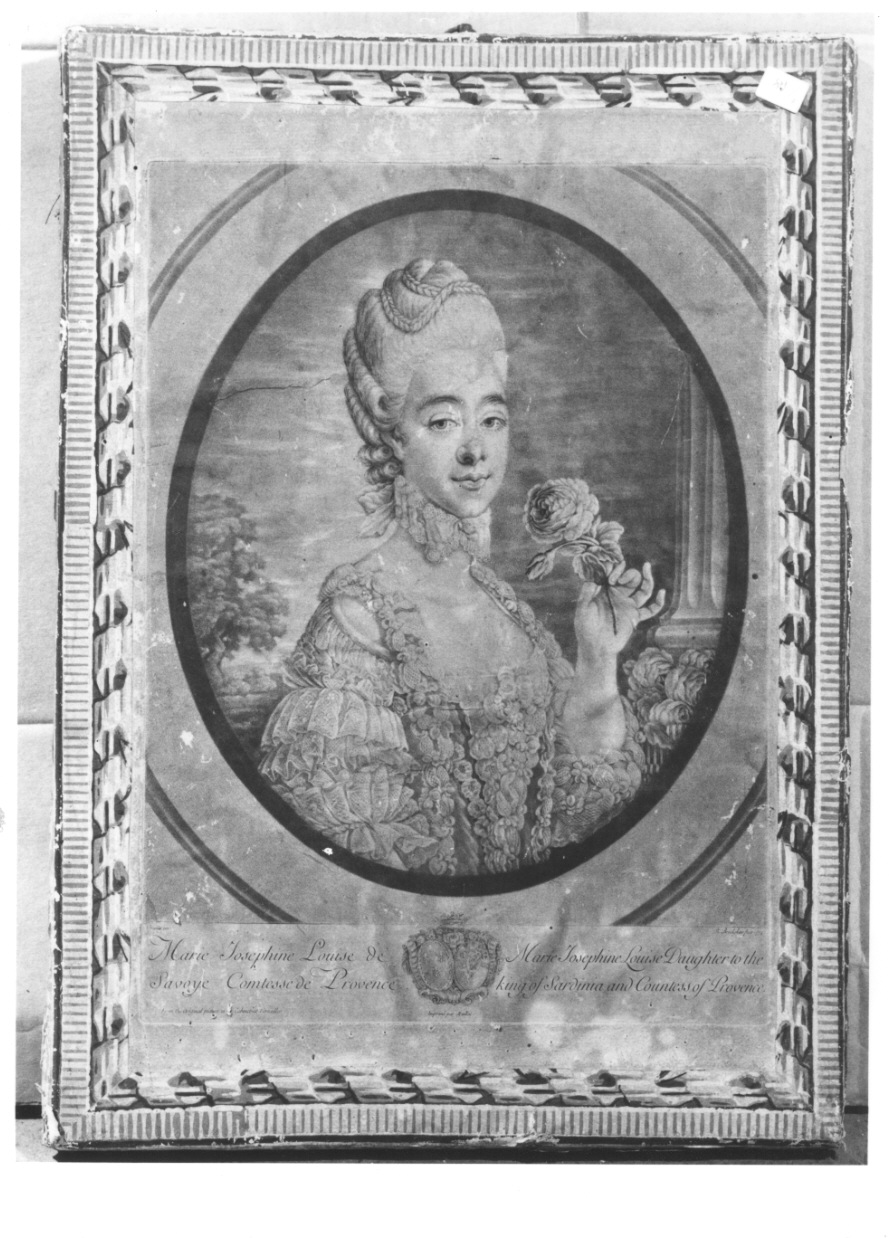 ritratto a mezzo busto di Maria Giuseppina Luisa di Savoia contessa di Provenza (stampa, serie) di Brookshaw Richard, Dronias (seconda metà sec. XVIII)