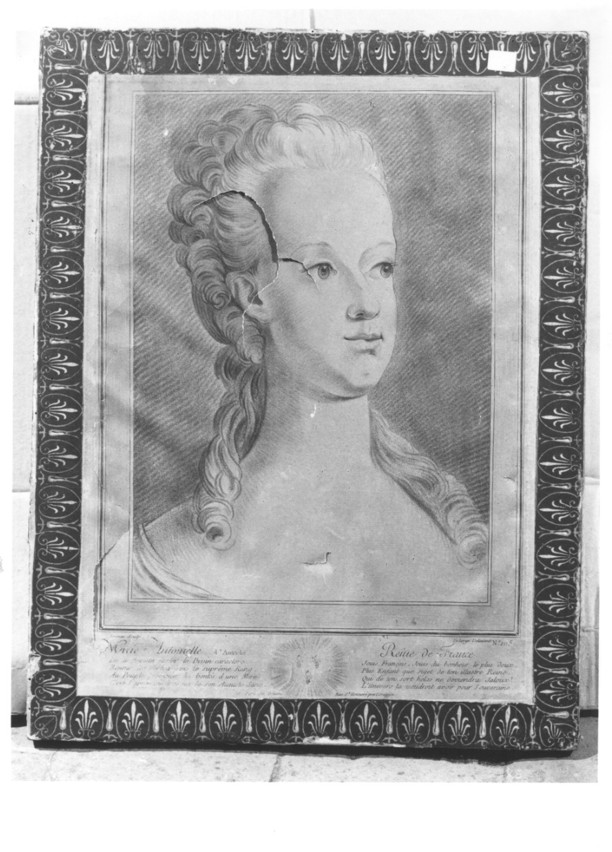 ritratto a mezzo busto di Maria Antonietta regina di Francia (stampa) di Briceau Alexandre, De Lorge (seconda metà sec. XVIII)