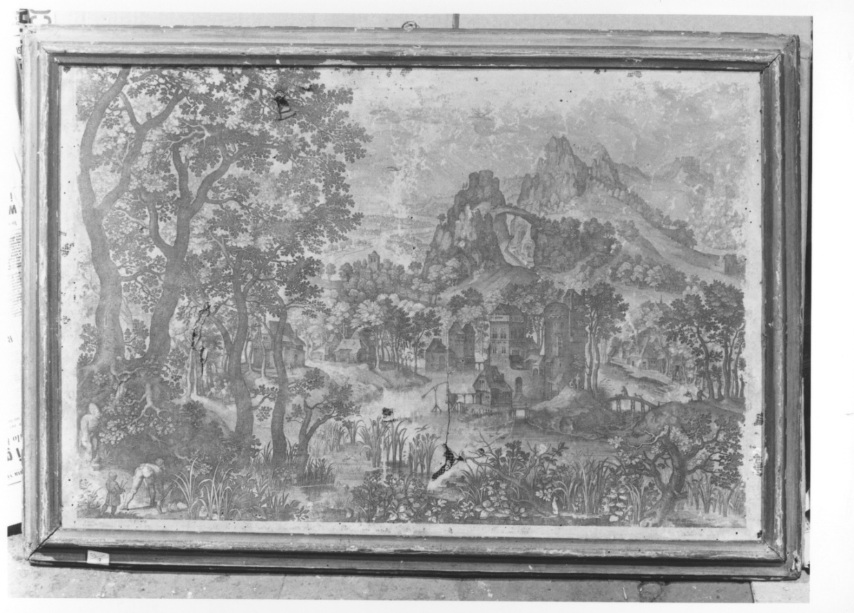 paesaggio con architetture (stampa) di Van Coninxloo Gillis (prima metà sec. XVIII)