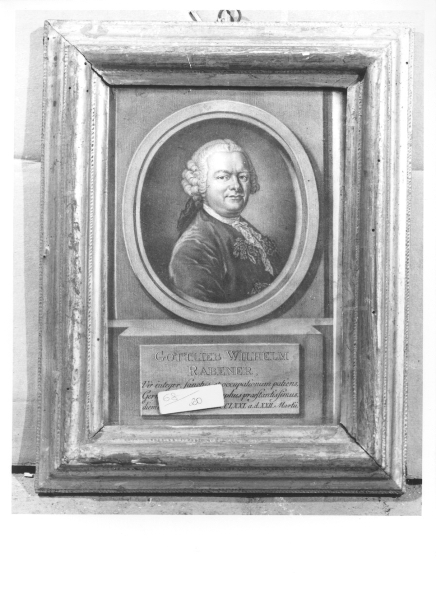 ritratto a mezzo busto di Wilhelm Rabener (stampa) - ambito tedesco (seconda metà sec. XVIII)