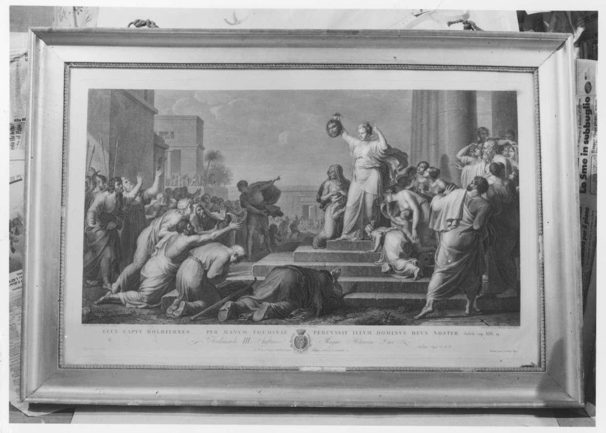 Giuditta mostra al popolo la testa di Oloferne (stampa) di Benvenuti Pietro, Ermini Pietro, Ricciani Antonio (inizio sec. XIX)