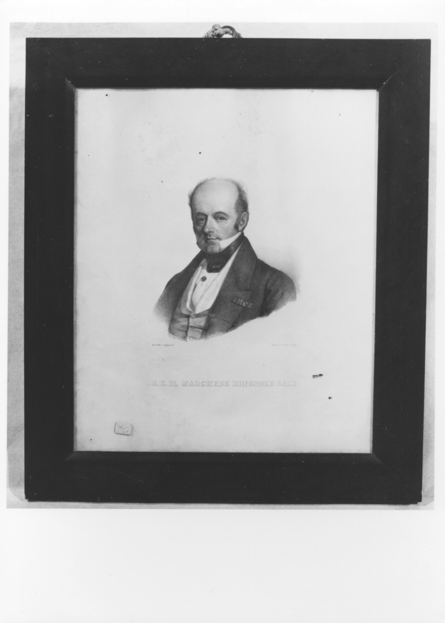 ritratto a mezzo busto del marchese Brignole Sale (stampa) di Petronilla Pietro, Seghesio Felice (metà sec. XIX)