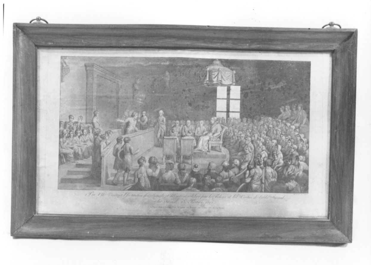 papa Pio VII visita l'istituto dei sordomuti (stampa) di Marlet Jean Henri (inizio sec. XIX)