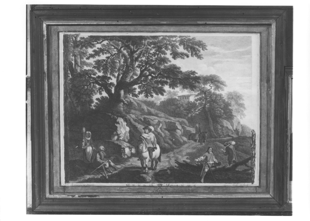 paesaggio con viandanti (stampa) di Courtois Jacques detto Borgognone, Peak James (ultimo quarto sec. XVIII)