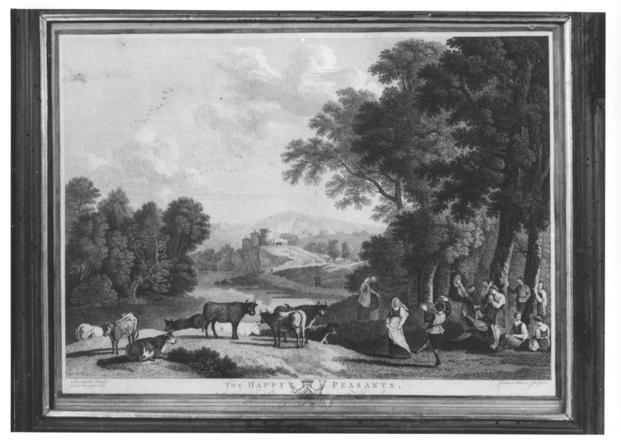 scena campestre con figure (stampa) di Farington Joseph, Vacca Felice, Van Swanevelt Herman (ultimo quarto sec. XVIII)