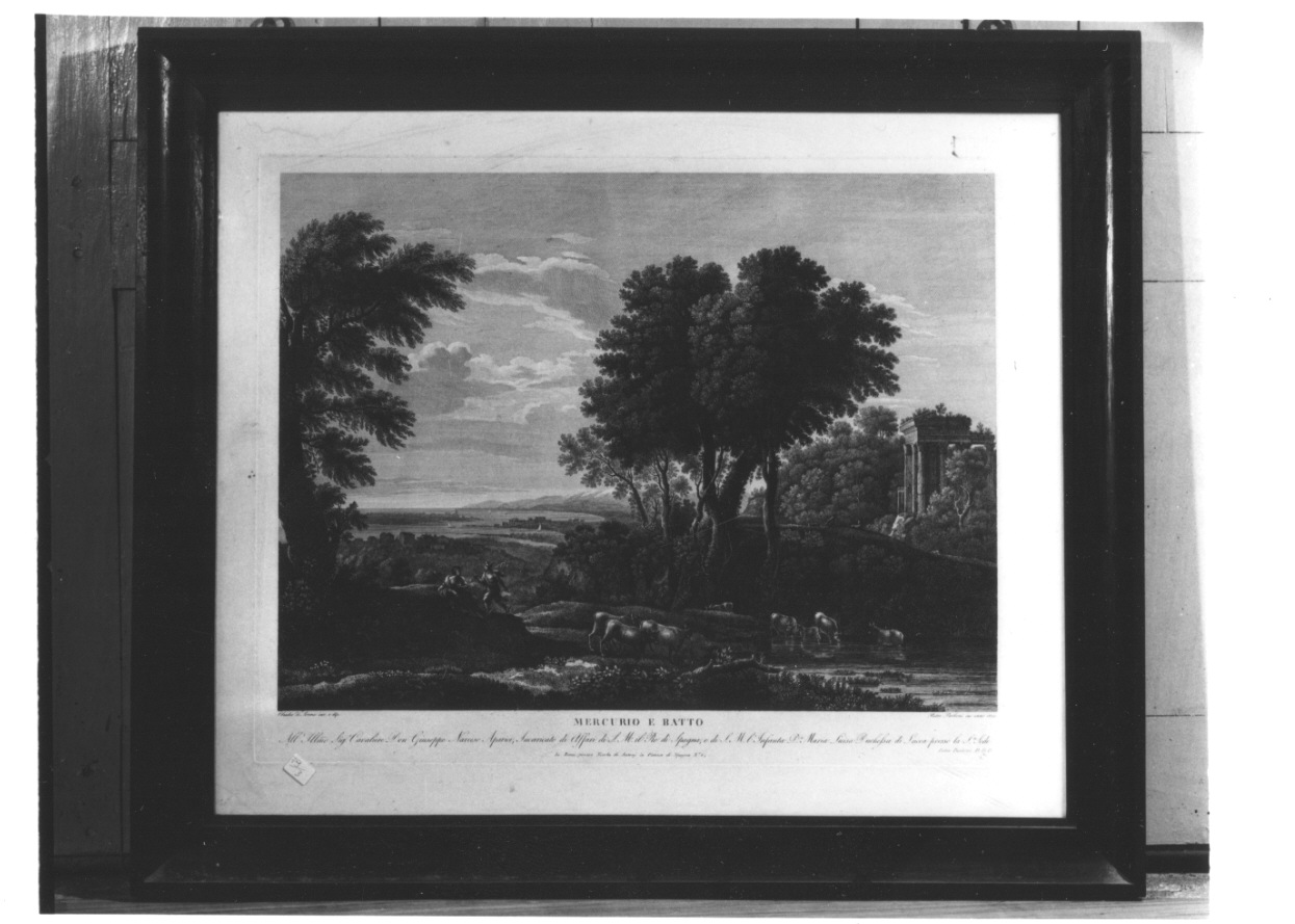 Mercurio e Batto (stampa, serie) di Gellée Claude detto Claude Lorrain, Boitel Isidore-Romain (primo quarto sec. XIX)