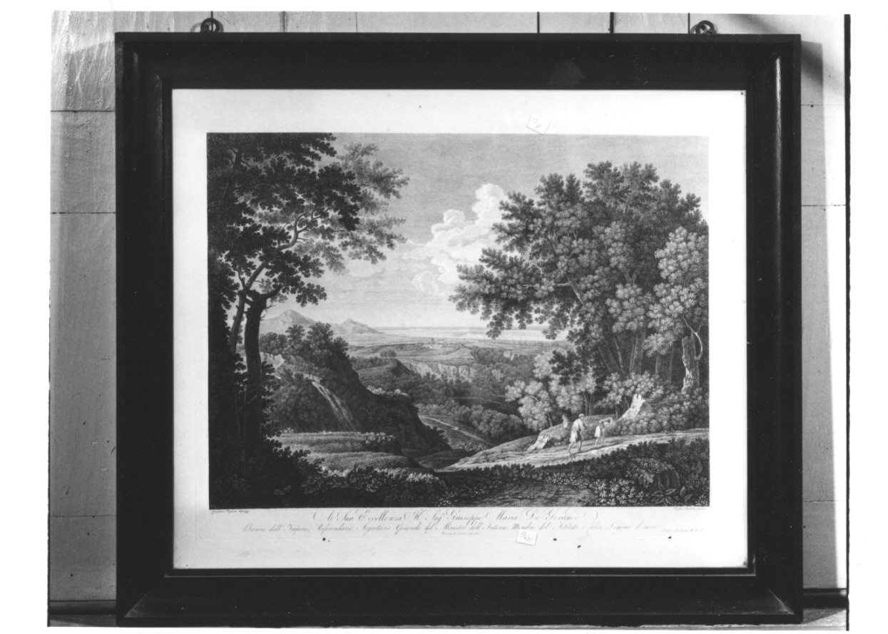 paesaggio collinare (stampa, serie) di Dughet Gaspard detto Le Guaspre, Boitel Isidore-Romain (primo quarto sec. XIX)