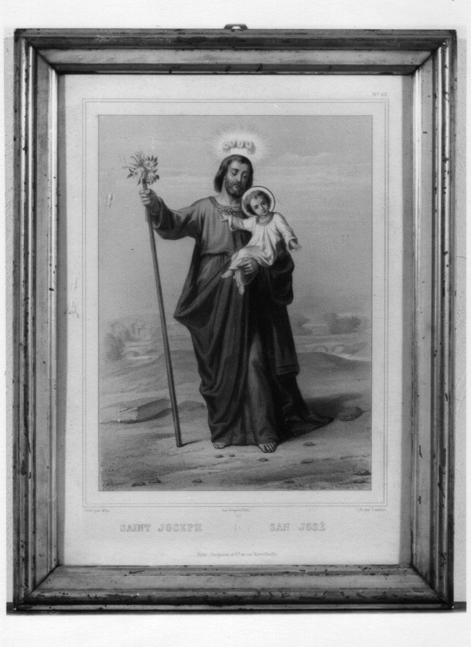 San Giuseppe e Gesù Bambino (stampa) di Lasnier Louis Pierre, Mes François Constant (metà sec. XIX)