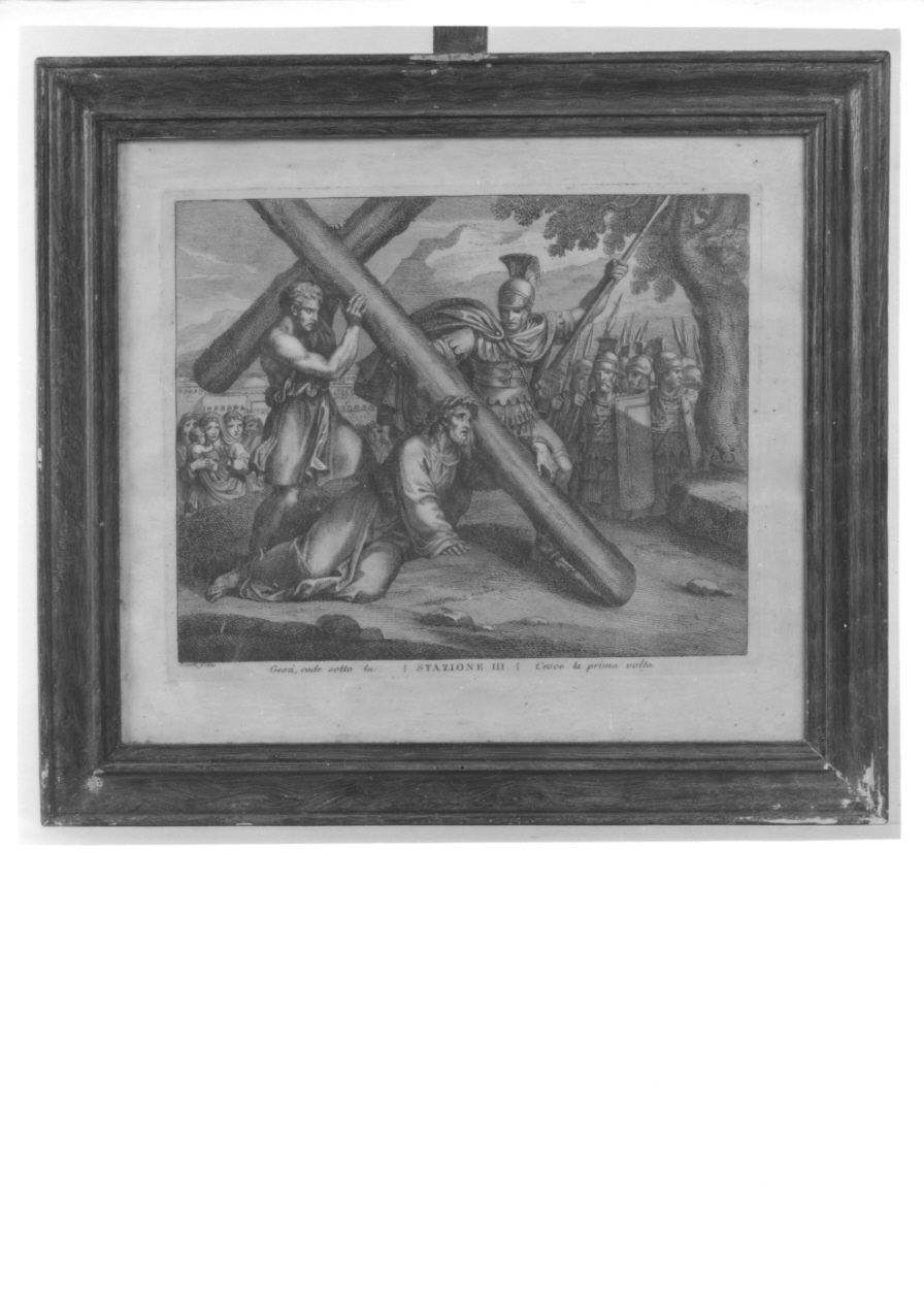 stazione III: Gesù cade sotto la croce la prima volta (stampa, elemento d'insieme) di Pinelli Bartolomeo (primo quarto sec. XIX)