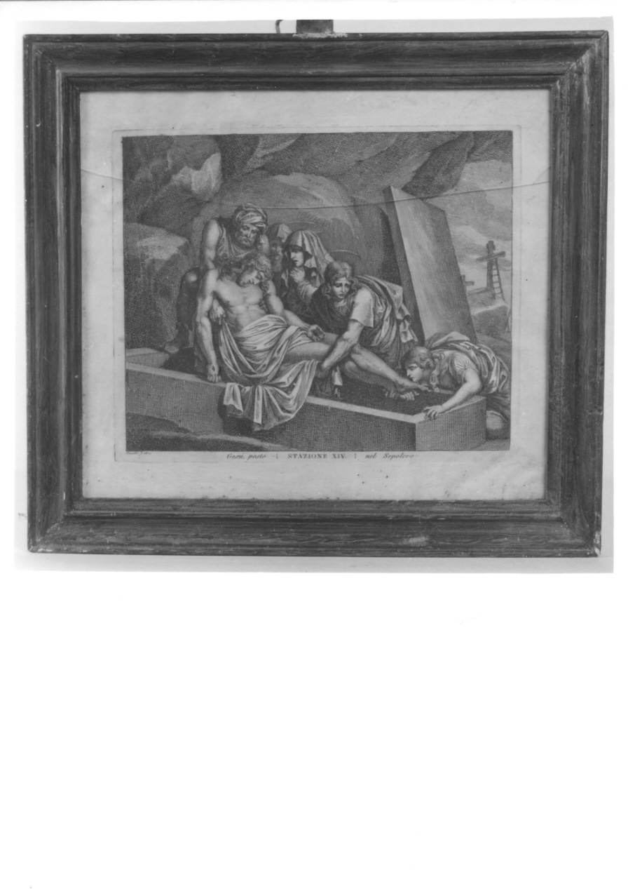 stazione XIV: Gesù deposto nel sepolcro (stampa, elemento d'insieme) di Pinelli Bartolomeo (primo quarto sec. XIX)