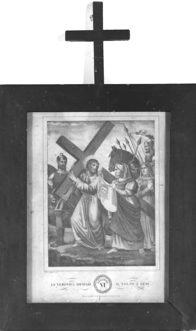stazione VI: Gesù asciugato dalla Veronica (stampa, elemento d'insieme) di Festa Demetrio, Seghesio Felice (prima metà sec. XIX)