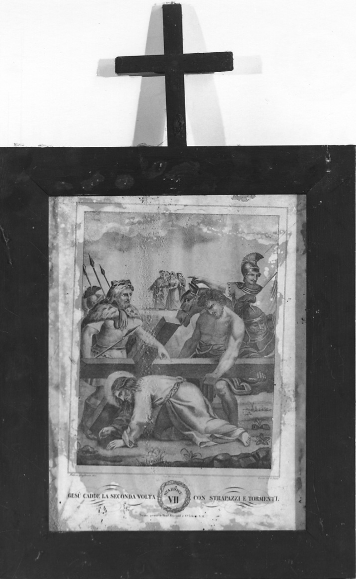 stazione VII: Gesù cade sotto la croce la seconda volta (stampa, elemento d'insieme) di Festa Demetrio, Seghesio Felice (prima metà sec. XIX)