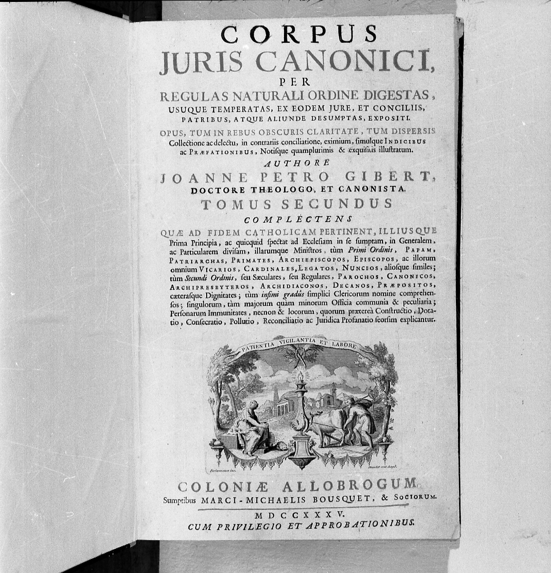 allegoria della Pazienza, della Vigilanza e del Lavoro (stampa) di Daudet Jean Louis, Delamonce Ferdinand (secondo quarto sec. XVIII)