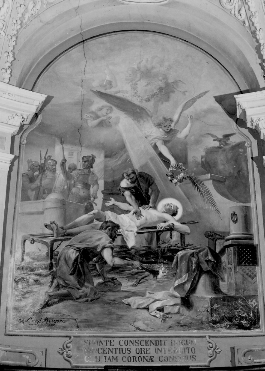 martirio di San Vincenzo di Saragozza (dipinto, opera isolata) di Morgari Luigi (secondo quarto sec. XX)