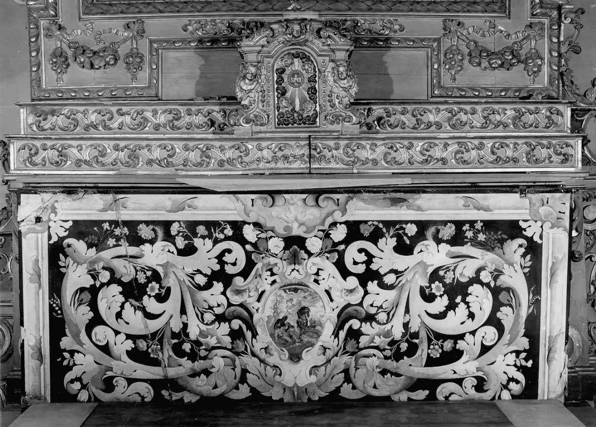 San Martino dona parte del mantello al povero (paliotto, opera isolata) - bottega piemontese (seconda metà sec. XVII)