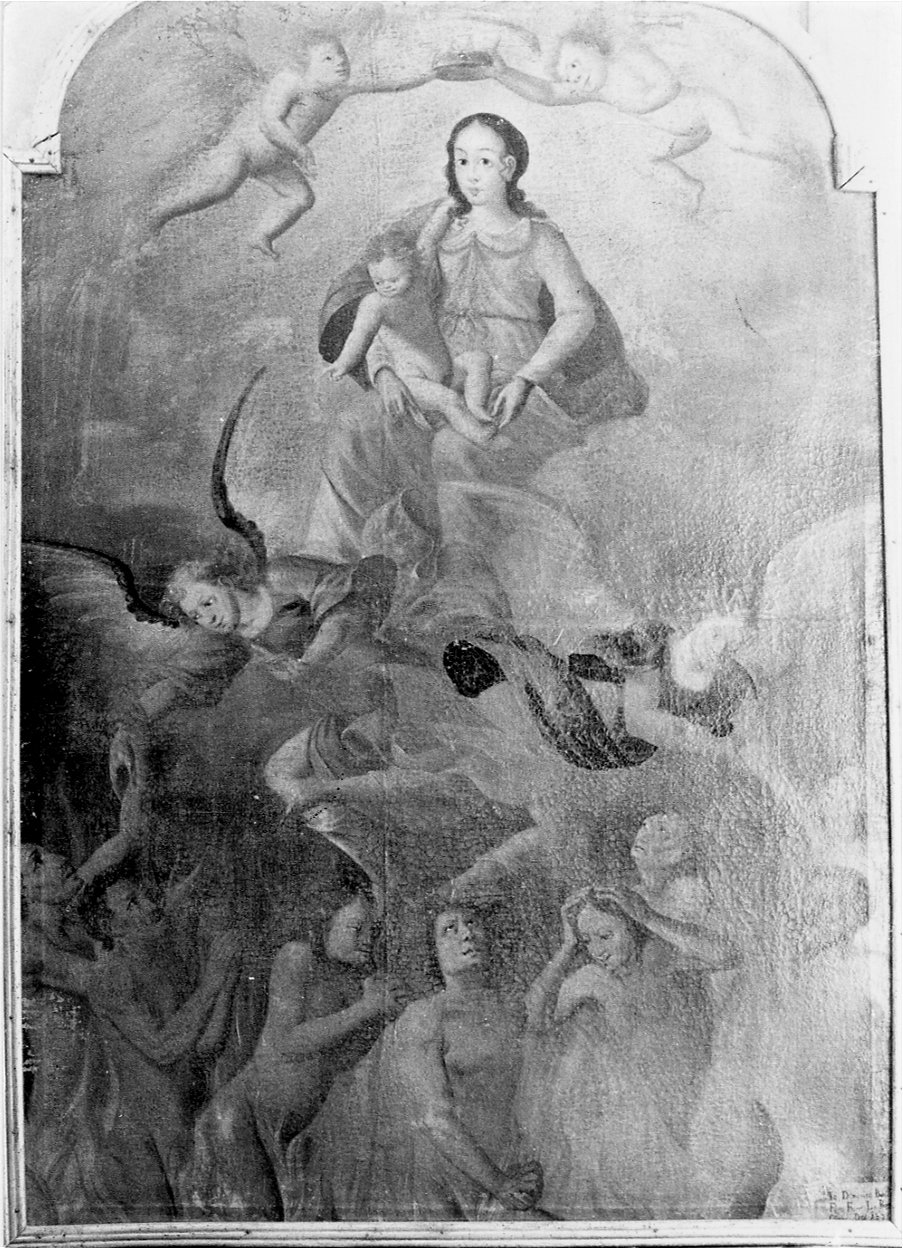 Madonna che intercede per le anime del purgatorio (dipinto, opera isolata) - ambito piemontese (secondo quarto sec. XVII)