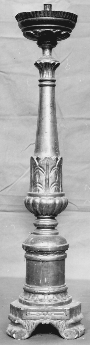 candeliere da chiesa, serie - bottega piemontese (metà sec. XIX)