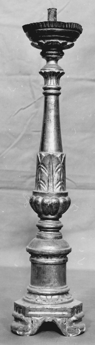 candeliere da chiesa, serie - bottega piemontese (metà sec. XIX)
