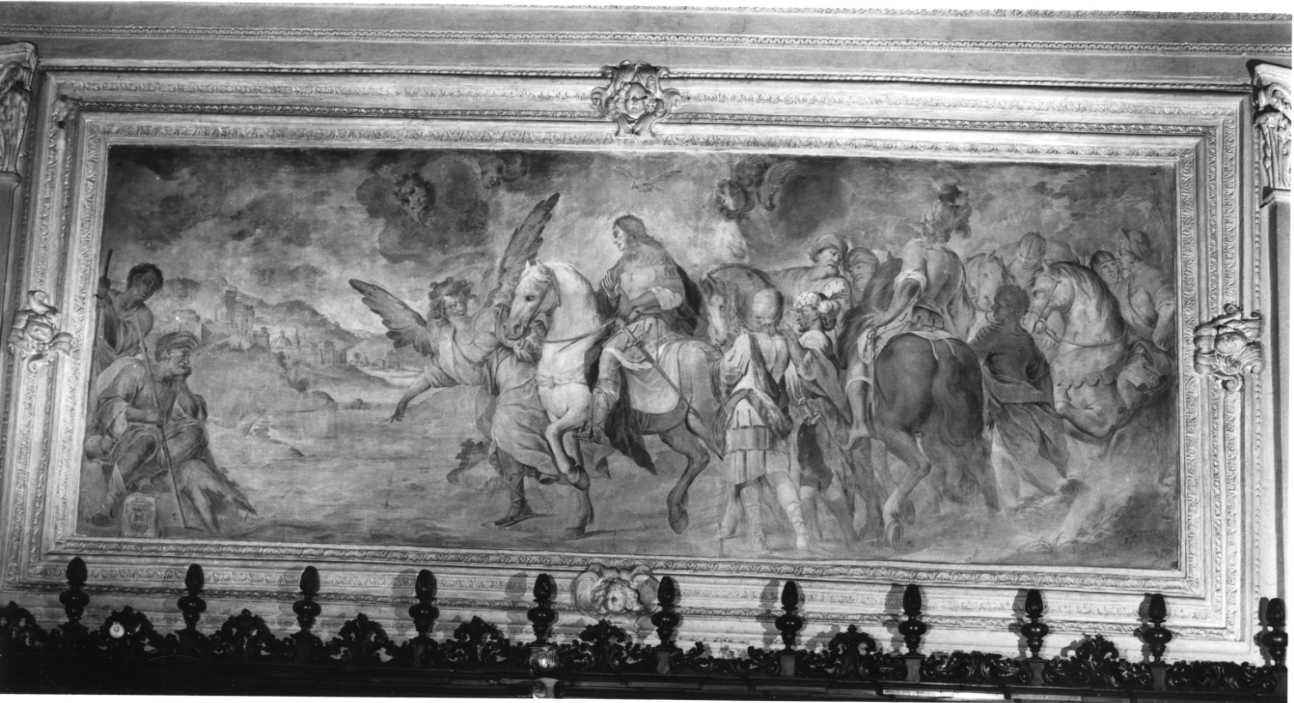 San Secondo accompagnato dall'angelo in viaggio verso Tortona (dipinto, pendant) di Bianchi Federico (inizio sec. XVIII)